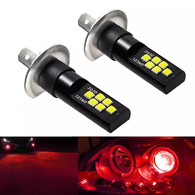 New 2x H1 Red LED Bulbs Bright Upgraded SMD 3030 High Beam Direct Replacement • $16.99