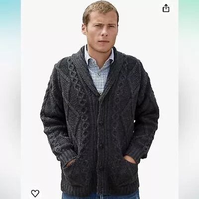 New Mens Aran Crafts Irish Cable Knitted Cardigan Sweater • $65