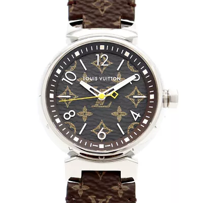 LOUIS VUITTON Tambour MM QA071Z Monogram Brown Stainless Steel Women Quartz • $1698