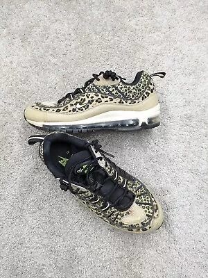 Nike Air Max 98 Premium Leopard Print Womens 9.5 Leather Shoes Run BV1978-200 • $65