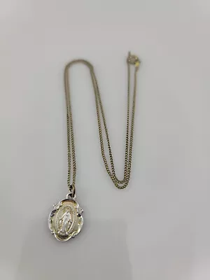 18  Necklace Miraculous Mary Oval Pendant STERLING CHAPEL 3.5 Grams • $19.95