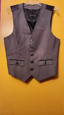 NWT Marc Anthony Dress Vest Mens Black Gray Sleeveless Wedding Suit • $25