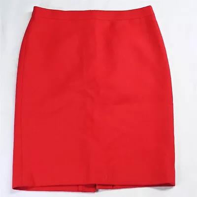 NEW J.CREW 10 Red 88707 No 2 Pencil 100% Wool Straight Womens Skirt • $49.99