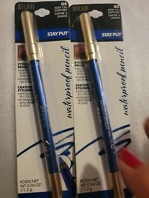 Milani Stay Put Waterproof Eyeliner Pencil 05 Keep On Sapphire Blue Lot Of 2 • $28.99