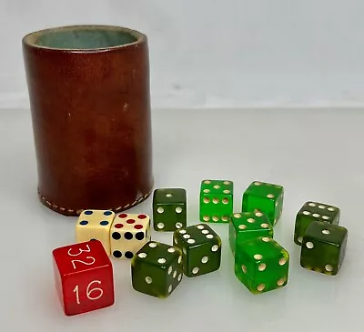 Vintage Backgammon Dice With Leather Cup - 92438 • $39.99