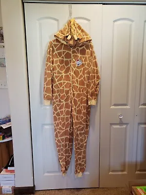 Giraffe Adult One Piece Costume Hooded Pajamas Fleece Sleepwear Size XL • £19.46