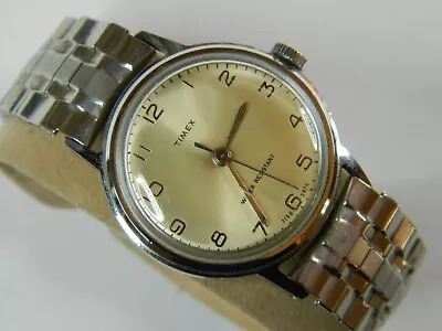 Vintage 1970 Timex Plated Stainless Steel Mens Watch -nice Case- Runs Good Timer • $39