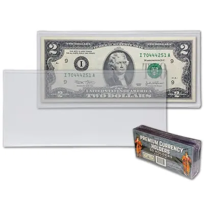 50 Semi-Rigid Currency Protector Sleeves US Dollar Bill Holders Buy 3 Get 1 Free • $15.48