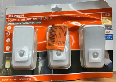 Sylvania Power Failure LED Night Light Emergency Backup Motion Activated 3 Pack • $12