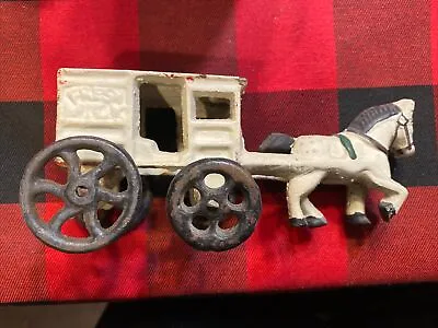 Antique Vintage Cast Iron Horse Drawn Carriage Fresh Milk • $19.99