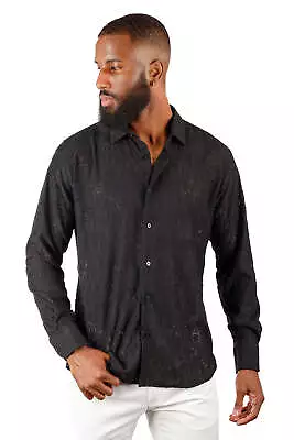 BARABAS Men's Lace See Through Stretch Sheer Long Sleeve Shirts 3B25 • $105.60