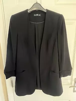 Women Black Blazer Ruched Sleeves. Size 8. • £9