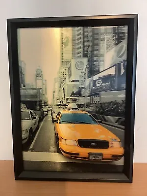 Yellow New York Taxi Hologram Picture Framed • £14
