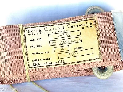 BEECHCRAFT VINTAGE Aircraft Seat Belt NEW 50-534269-615 CAA TSO 1965 USA Part • $208.08