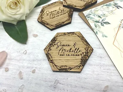 £94.95 • Buy Personalised Wedding Favours, Wooden Laser Engraved Wedding, Wood Save The Date
