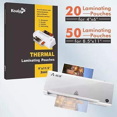 5 In 1 A4 Laminator Machine 9 Inch + 70 PK Thermal Laminating Pouch 9x11.5 4x6 • $36.89