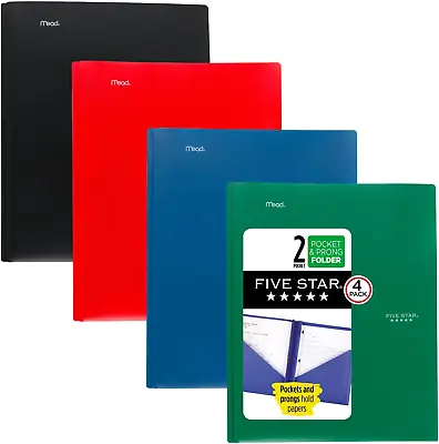 2 Pocket Folders 4 Pack Plastic Folders With Prong Fasteners Holds 11  X 8-1/ • $13.52