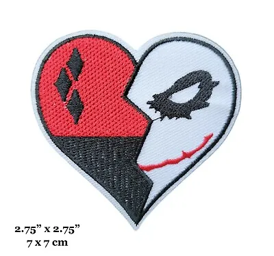 Harley Quinn Logo The Joker Face Split Heart Love Embroidered Iron On Patch • $4.99