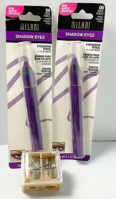 NEW (2) MILANI SHADOW EYEZ Eyeshadow Pencil- 06 Royal Purple + BONUS Sharpener • $24.99