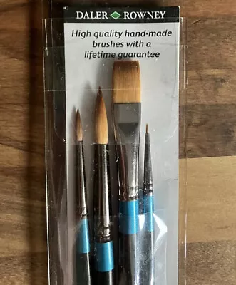 £13.95 • Buy Daler Rowney Aquafine Watercolour Brush Pack Set 401 Round 4/0 4 & 8 Flat 1/2”