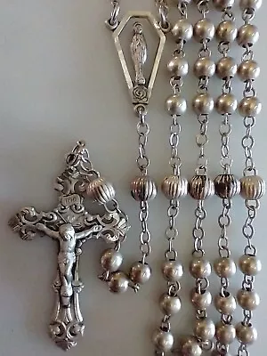 Vintage Catholic Sterling Silver Rosary BB Pull Chain  • $99.99