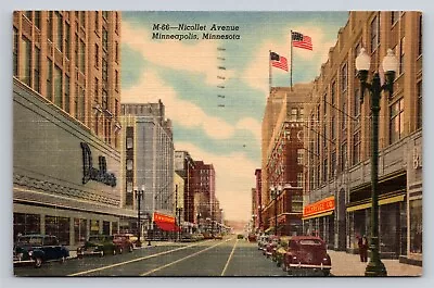 Minneapolis Minnesota MN Nicollet Avenue Street View Old Cars Vintage Postcard • $4.99