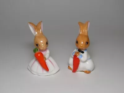 Mama And Papa Rabbits With Carrots Napco Miniature Figurines - MINT • $17.99