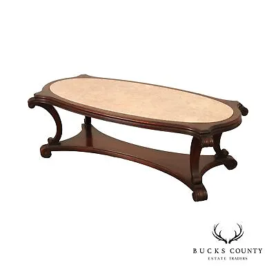 French Empire Style Vintage Marble Top Mahogany Coffee Table • $1095