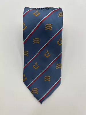 Masonic Square And Compass Light Blue Tie Handmade Masonic Lodge Gift Tie • £7.99