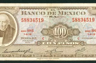 100 Pesos 1972 El Banco De Mexico ** DAILY CURRENCY AUCTIONS • $0.99