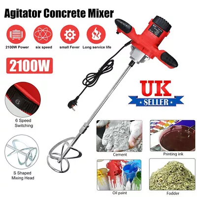 £44 • Buy Electric Plaster Paddle Mixer Drill Mortar Paint Cement Stirrer Whisk 2100W 240V