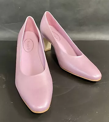 Michelle D Brand Vintage 3 Inch Cone Style Heeled Lilac Leather Pumps Size 9.5 M • $30.95