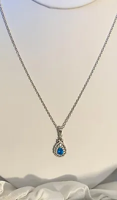 Malgache Neon Apatite And White Zircon Pendant Necklace 20 In Plat / Sterling • $50