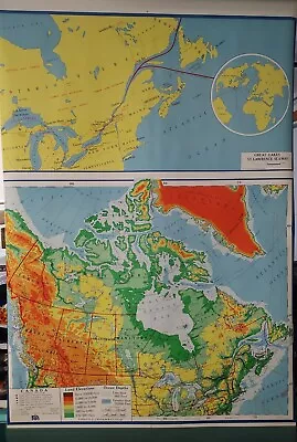 Vintage Pull Down Map Canada Nystrom Co. 1968 Edition  • $145