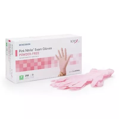 McKesson Pink Nitrile Nitrile Exam Glove Standard Cuff Length MEDIUM 250 Per Box • $19.99