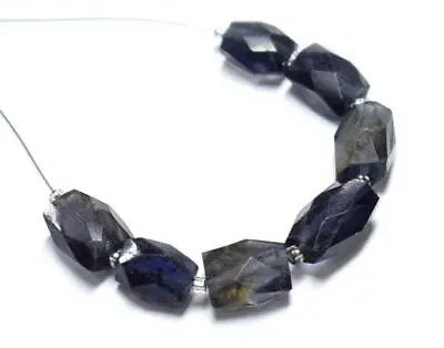 Natural Iolite Beads Faceted Cube 5x6.5 - 6x8 Mm 7 Pcs Loose Beads #d2079 • $2.99