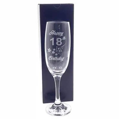 £11.99 • Buy 18th Birthday Stars Champagne Flute Glass Gift Boxed DCF-20-BL