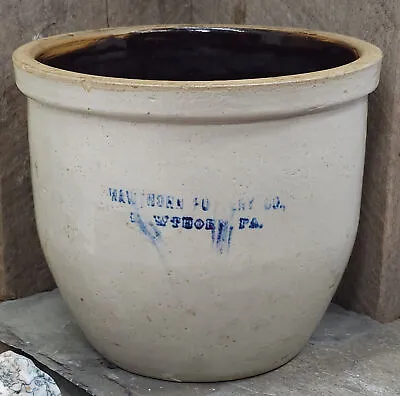 Antique One Gallon Stoneware Signed Hawthorn Pottery Co. Crock Pennsylvania • $143.99