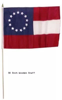 12x18 12 X18  1st National Stars Bars 13 Stars Stick Flag 30  Wood Staff • $12.88
