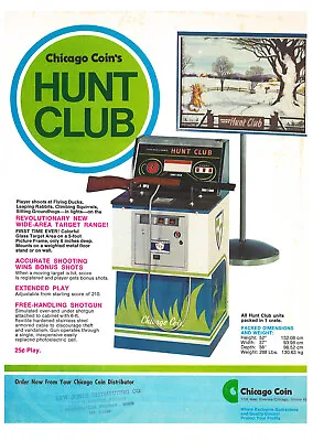 Hunt Club By Chicago Coin Video Arcade Flyer / Brochure / Ad • $9.95