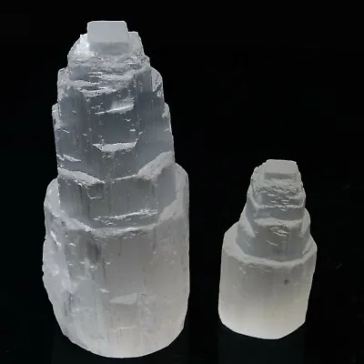 £9.99 • Buy Selenite Mountain Tower Natural Rough Crystal Raw Healing Obelisk Carved 5-10cm
