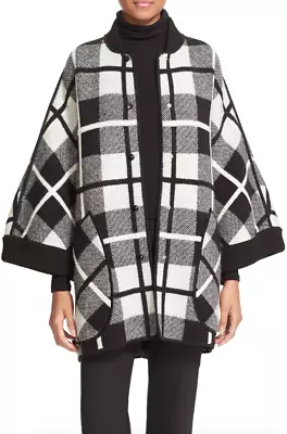 M Missoni Black & White Madras Jacquard Wool Cape Women's Size Large B7604 • $712.25