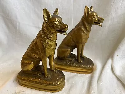 K & O CO. German Shephard Bookends Gold Gilt ~ Kronheim & Oldenbusch • $210