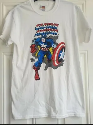 Ladies Marvel Captain America T-shirt Top Size S 100% Cotton Short Sleeve • £5.50