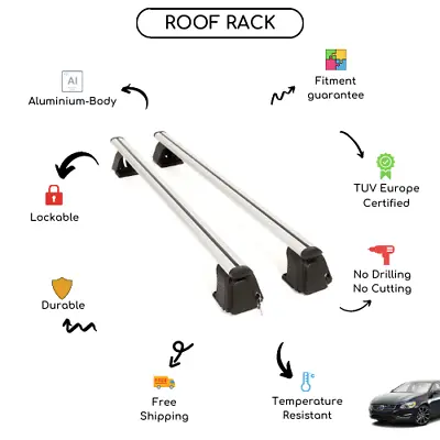 Bare Roof Rack Cross Bars Set For Volvo S60 2011 - 2018 • $180.41