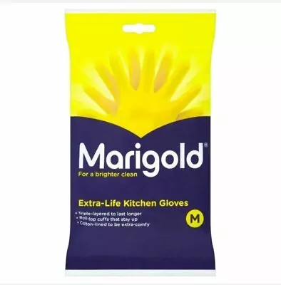 3×Marigold Extra Life Kitchen Layered Rubber Gloves Medium 3pairs Total • £9.99