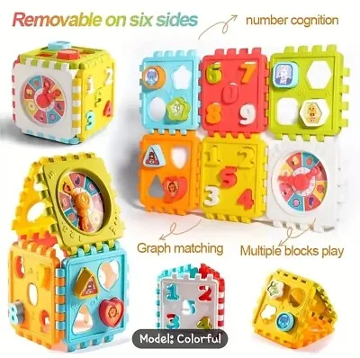 Activity Cube Shape Sorter Baby Color Recognition Development Montessori Toy UK • £7.99