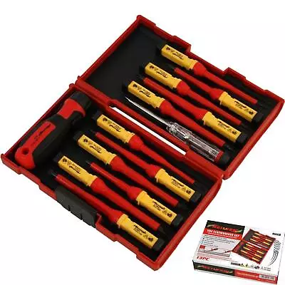 Neilsen 13pc Vde Insulated Interchangeable Screwdriver Phillips Flat Volt Tester • £17.49