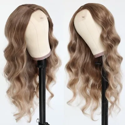 Women Blonde Highlights Lace Front Wigs Synthetic Long Wavy Wig Heat Resistant • $15.90