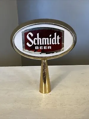 Vintage Schmidt Metal Oval Beer Tap Handle 2 Sided Brass Ring • $9.99